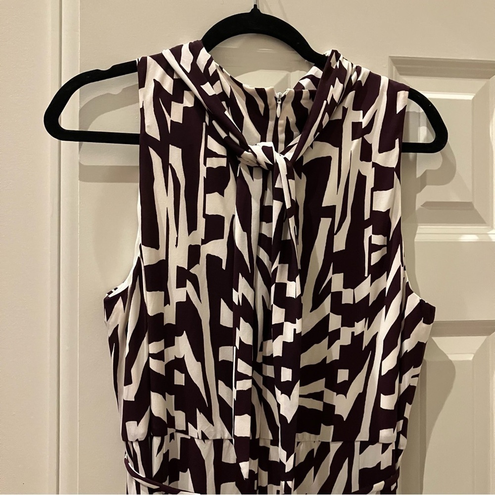 NWT Calvin Klein Eggplant and Cream Abstract Sleeveless Print Maxi Dress (XL) - Picture 7 of 12